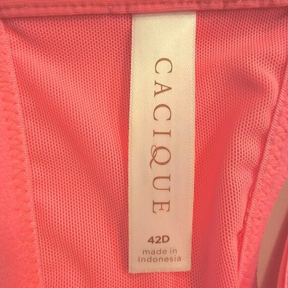 Cacique Boost Plunge Bra Hot Pink Front Closure Padded Underwire Size 42D - Picture 5 of 8